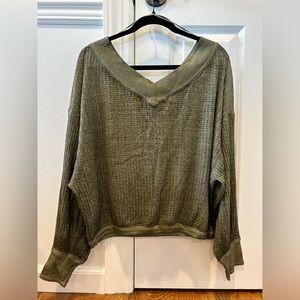 Green Free People long sleeve top
